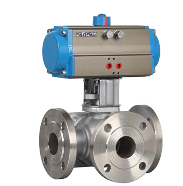 气动法兰三通球阀